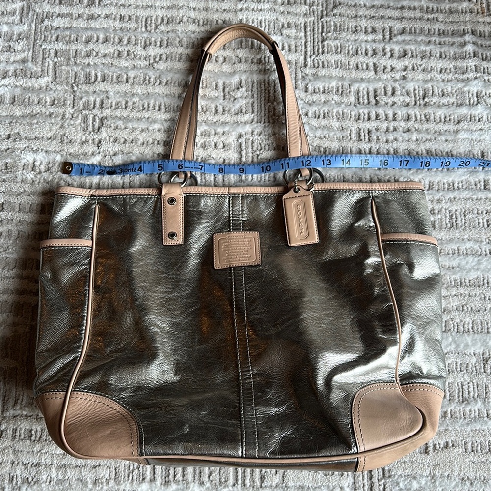 Coach metallic gold tote and wristlet